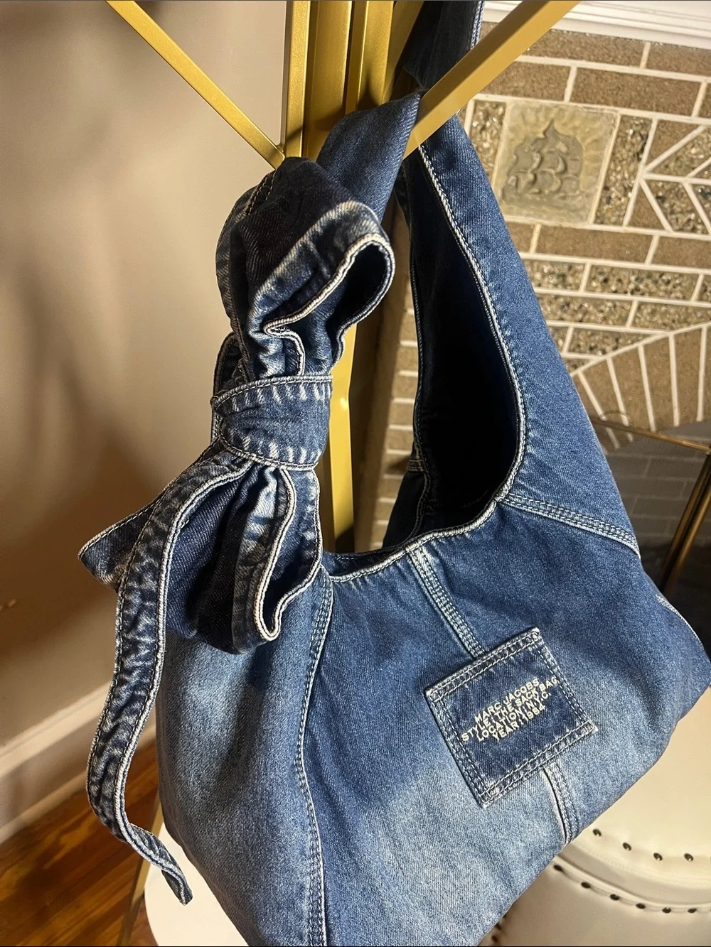 Marc Jacobs Denim Blue Bow-Accent Shoulder Bag - Picture 6 of 9